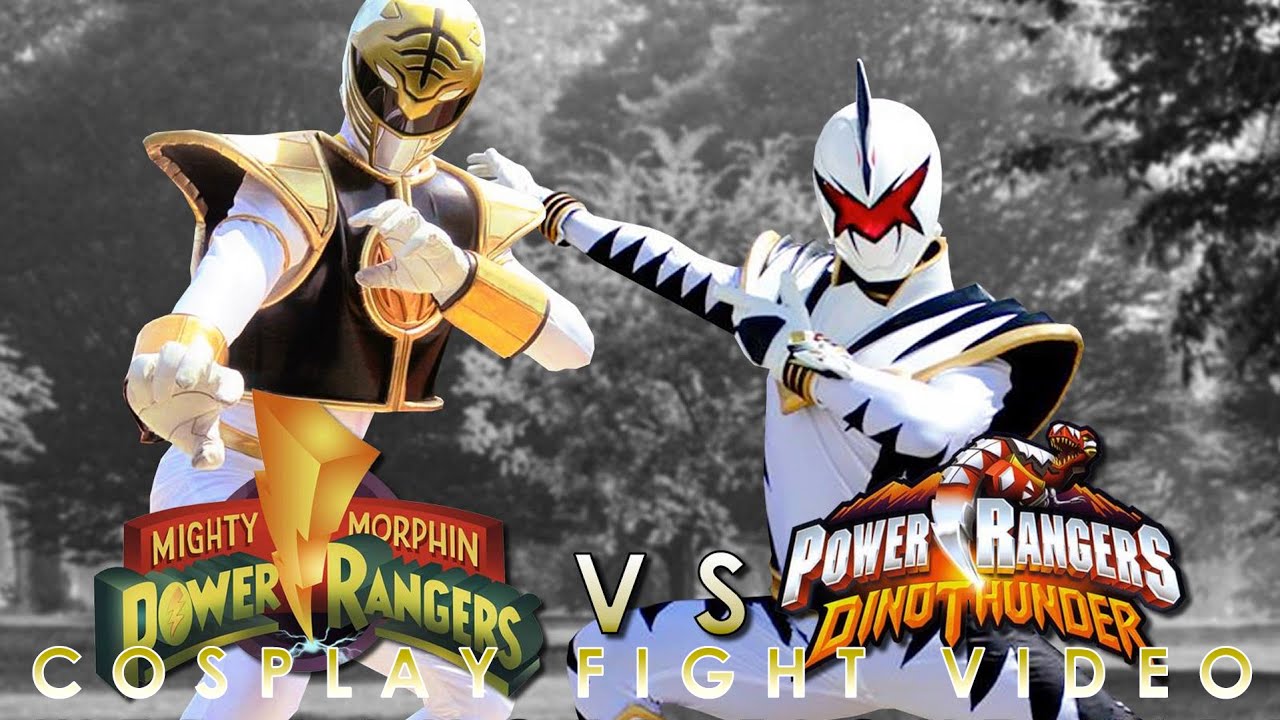 POWER RANGERS WHITE MIGHTY MORPHIN’ VS WHITE DINO THUNDER   A POWER RANGERS FIGHT VIDEO