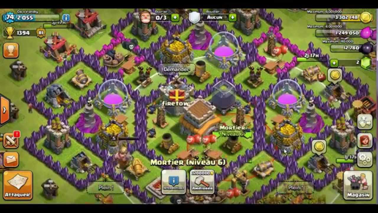 clash of clans : meilleur defense hdv 8 de rush