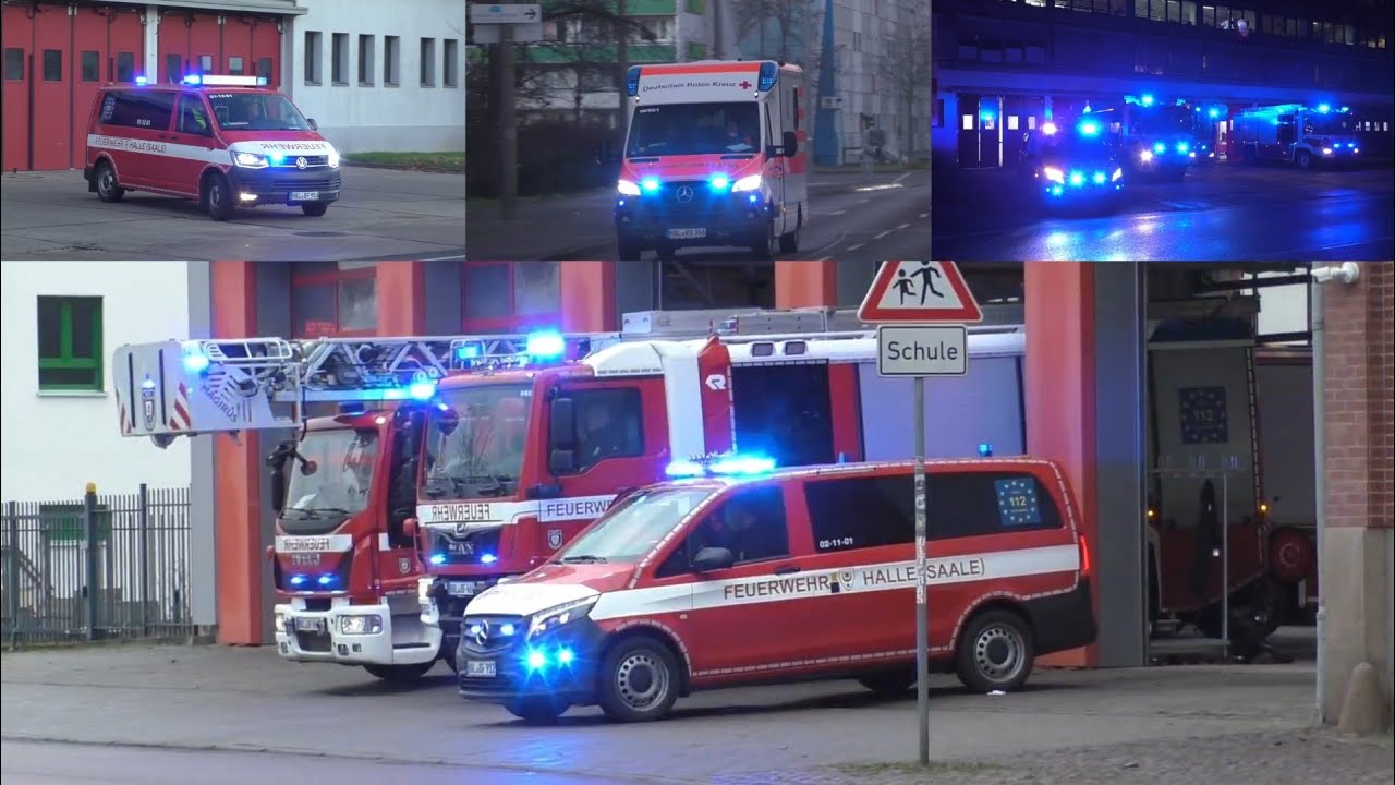 [Zusammenschnitt Halle (Saale)] Einsatzfahrten von Rettungsdienst,Feuerwehr & Polizei.