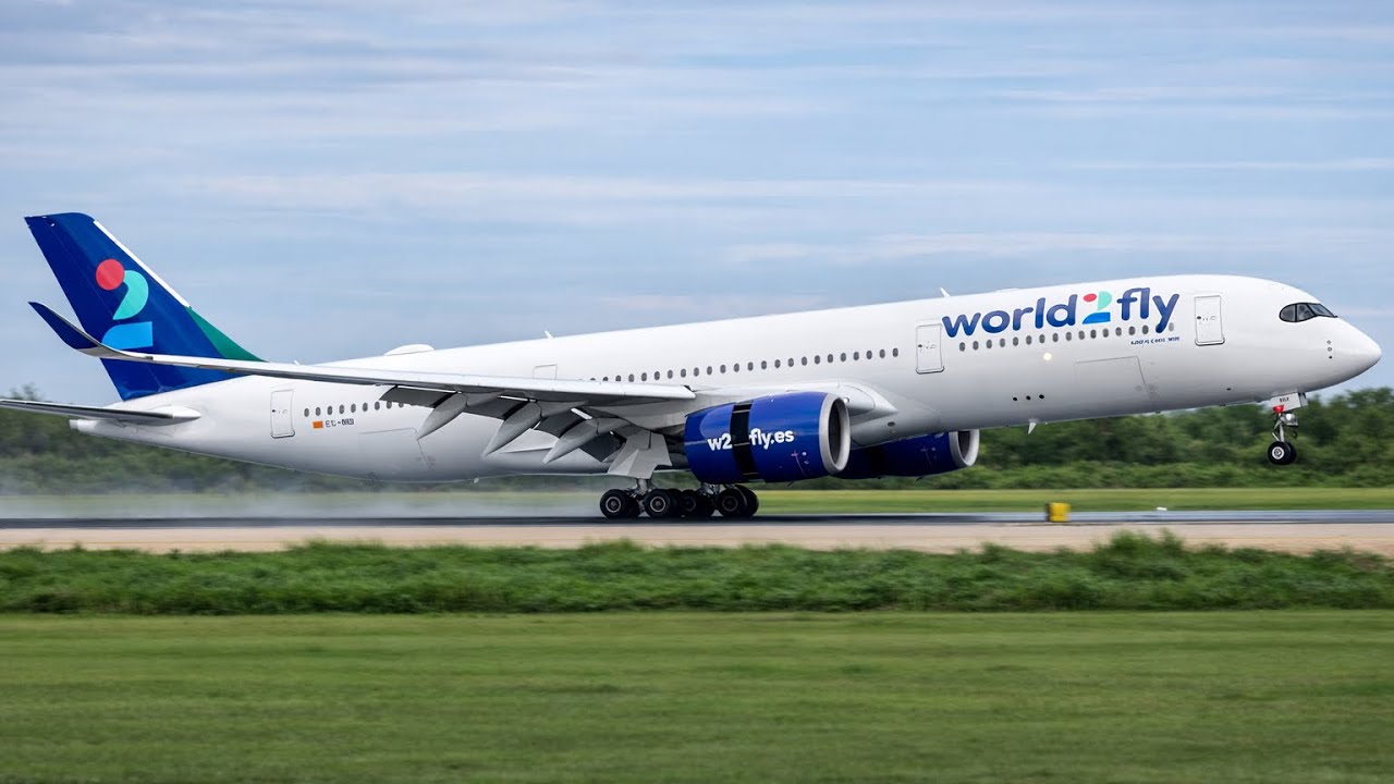 ✈️🌧️ A350-900 DE WORLD2FLY OPERANDO CON LLUVIA EN EL AEROPUERTO INTERNACIONAL DE LAS AMÉRICAS 🇩🇴🔥