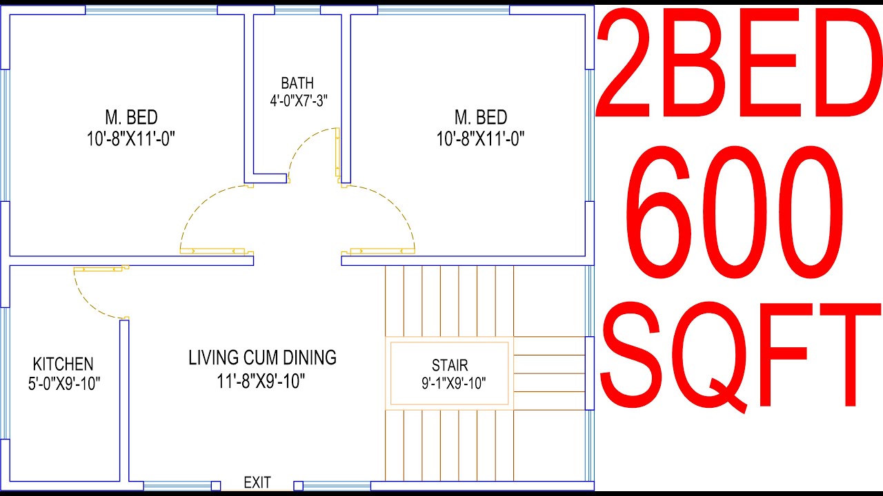 HOUSE PLAN DESIGN | EP 63 | 600 SQUARE FEET 2 BEDROOMS HOUSE PLAN | LAYOUT PLAN