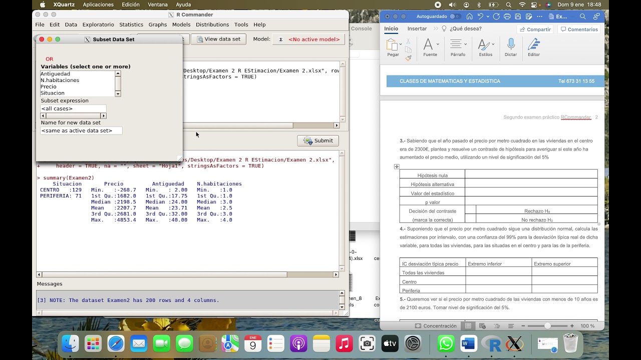 Subir archivos excel y filtrar datos en RCommander
