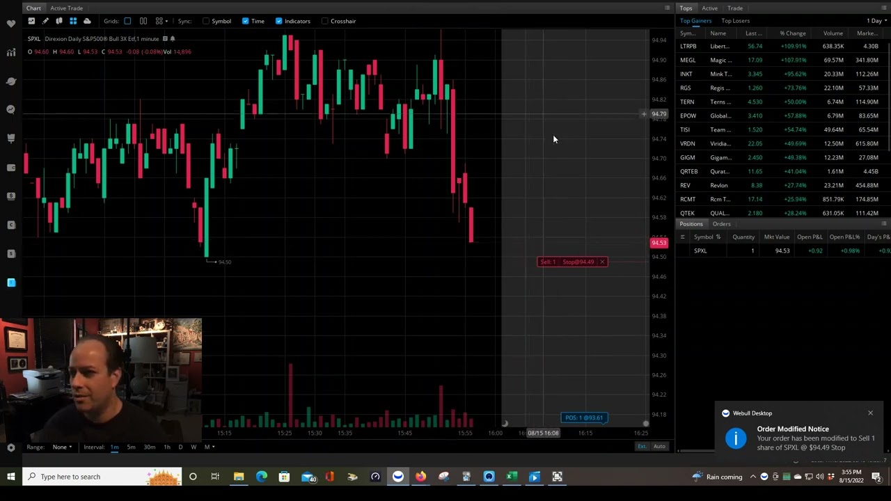 LIVE! SPXL Day Trading - Closing out trade #35 for a profit!