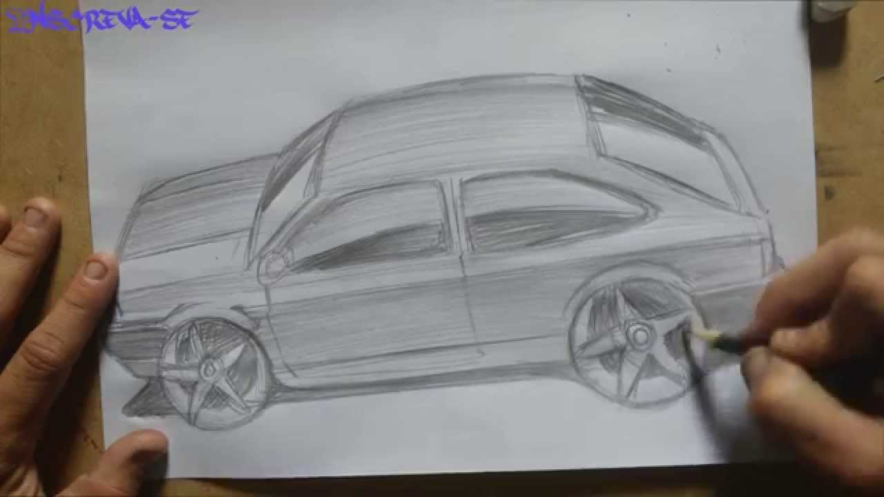 Como Desenha um carro (Gol Quadrado) How to draw cars