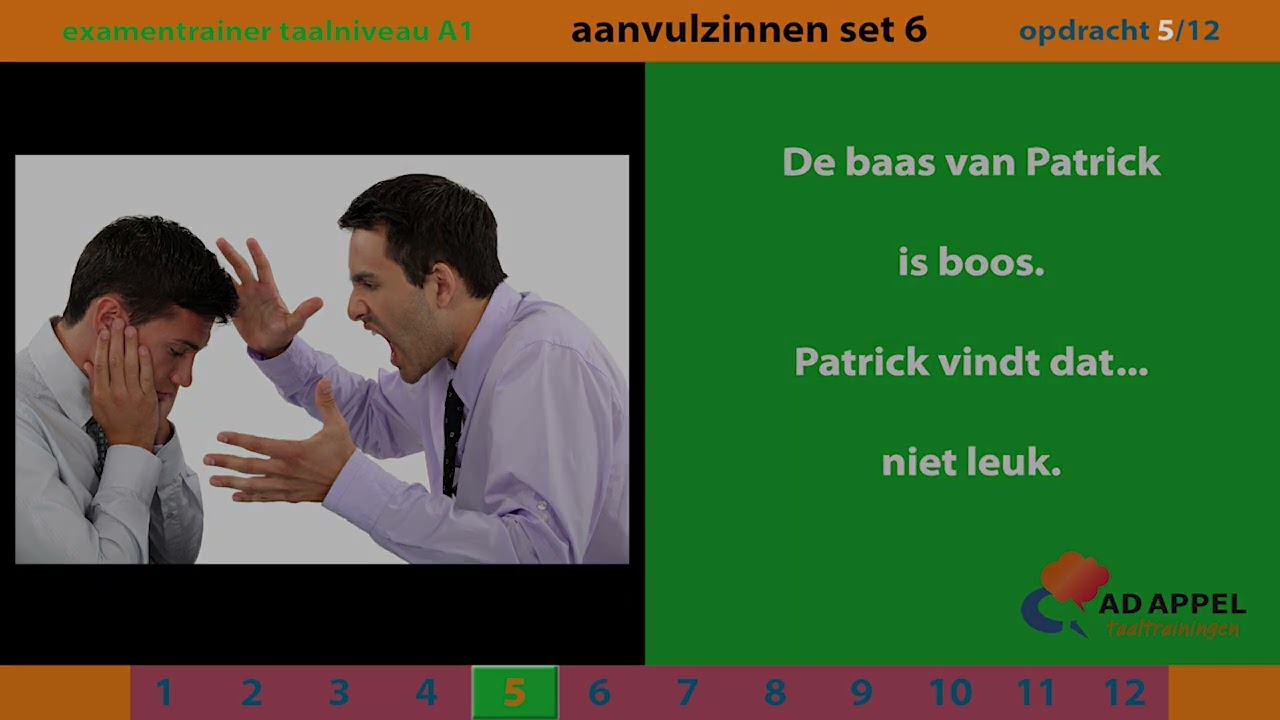 Inburgering A1 - examentrainer - Spreken - AANVULZINNEN Set 6