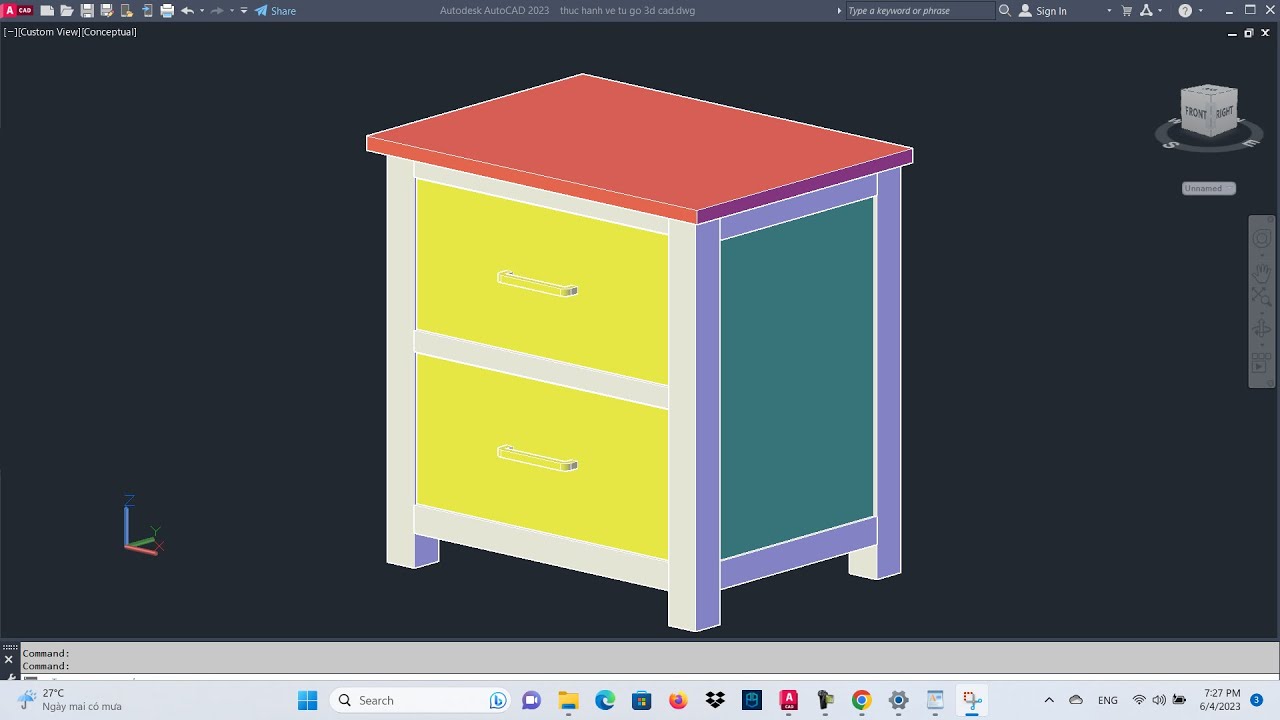 Vẽ AutoCAD 3D đồ nội thất - Vẽ CAD 3D chi tiết tủ gỗ