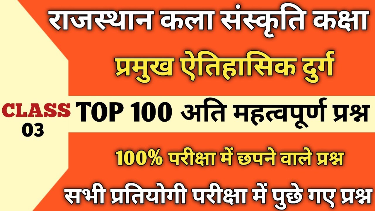 राजस्थान कला संस्कृति के ऐतिहासिक दुर्ग | Rajasthan High Court Exam | Top Most Important Questions
