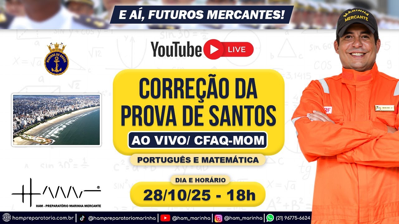 LIVE CORREÇÃO DA PROVA SANTO, VÍTÓRIA, ARERIA BRANCA E FOZ DO IGUAÇU 26-10-2025