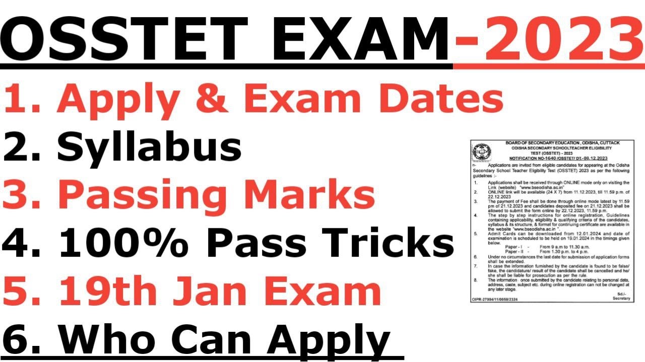 OSSTET EXAM 2023 I OSSTET SYLLABUS I OSSTET PASS MARKS I OSSTET PLANNING VIDEO 2023 BY LAXMIDHAR SIR