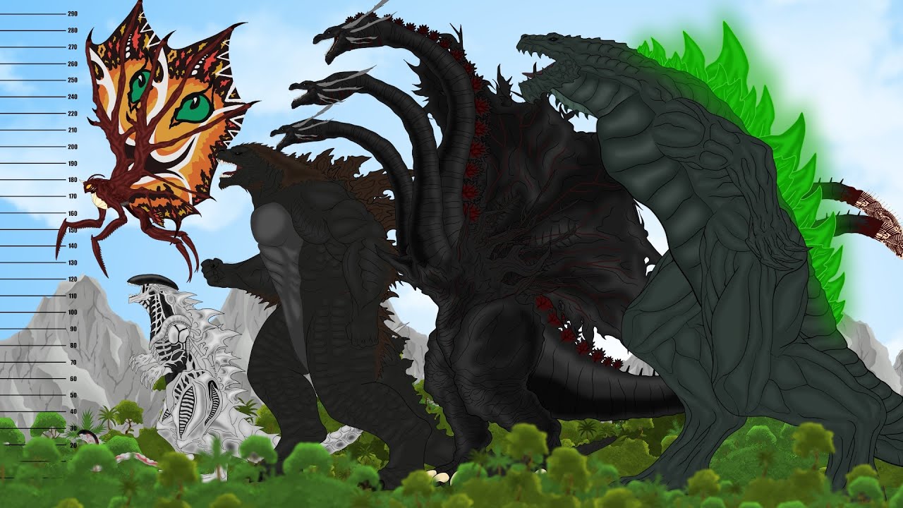 MONSTERS FUSION SIZE COMPARISON 6 | LEGENDARY XENOZILLA,SHIN GHIDORAH,ZILLA EARTH, KONGZILLA