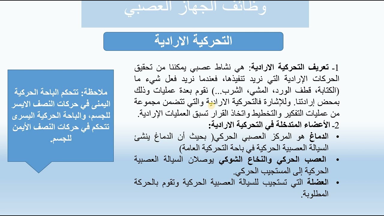 الجهاز العصبي للمستوى السادس الابتدائي 
