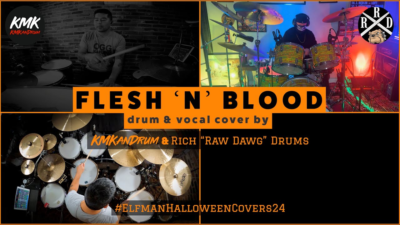 FLESH 'N' BLOOD (OINGO BOINGO) Drum + Vocal Cover feat. Rich Raw Dawg Drums