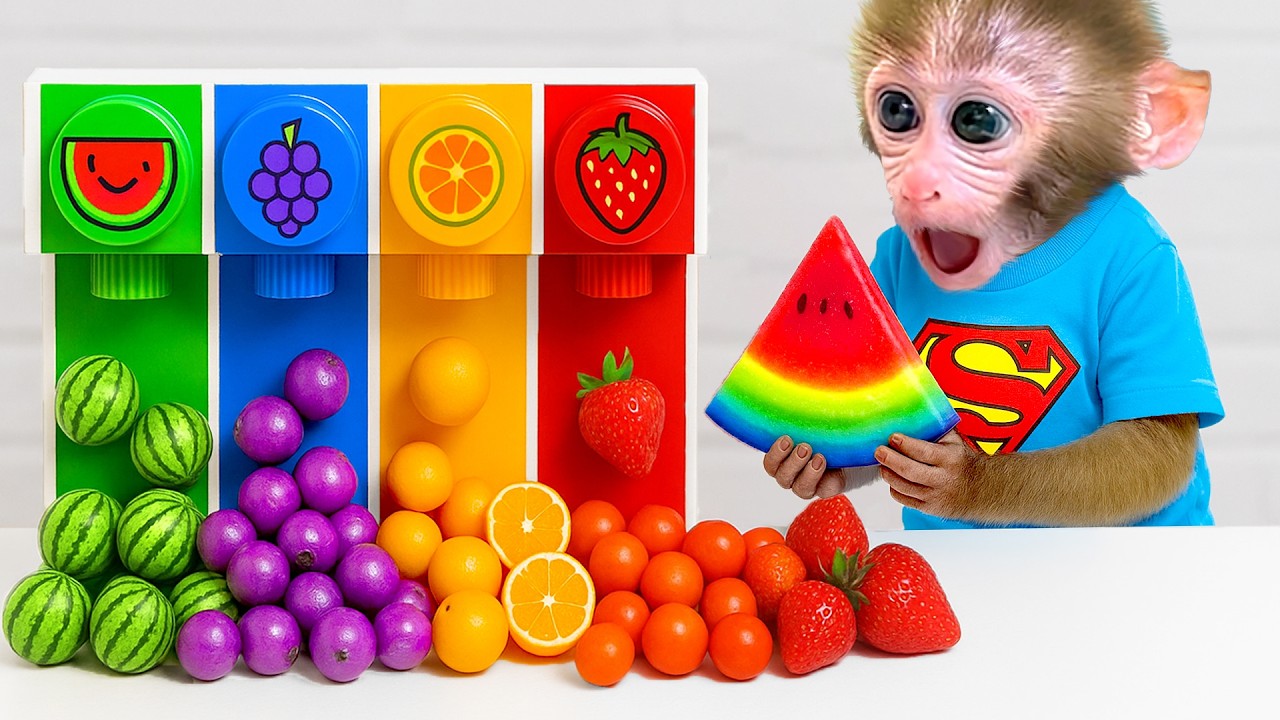 Der kleine Affe BonBon und die magische Maschine zur Herstellung von Regenbogen Fruchteis