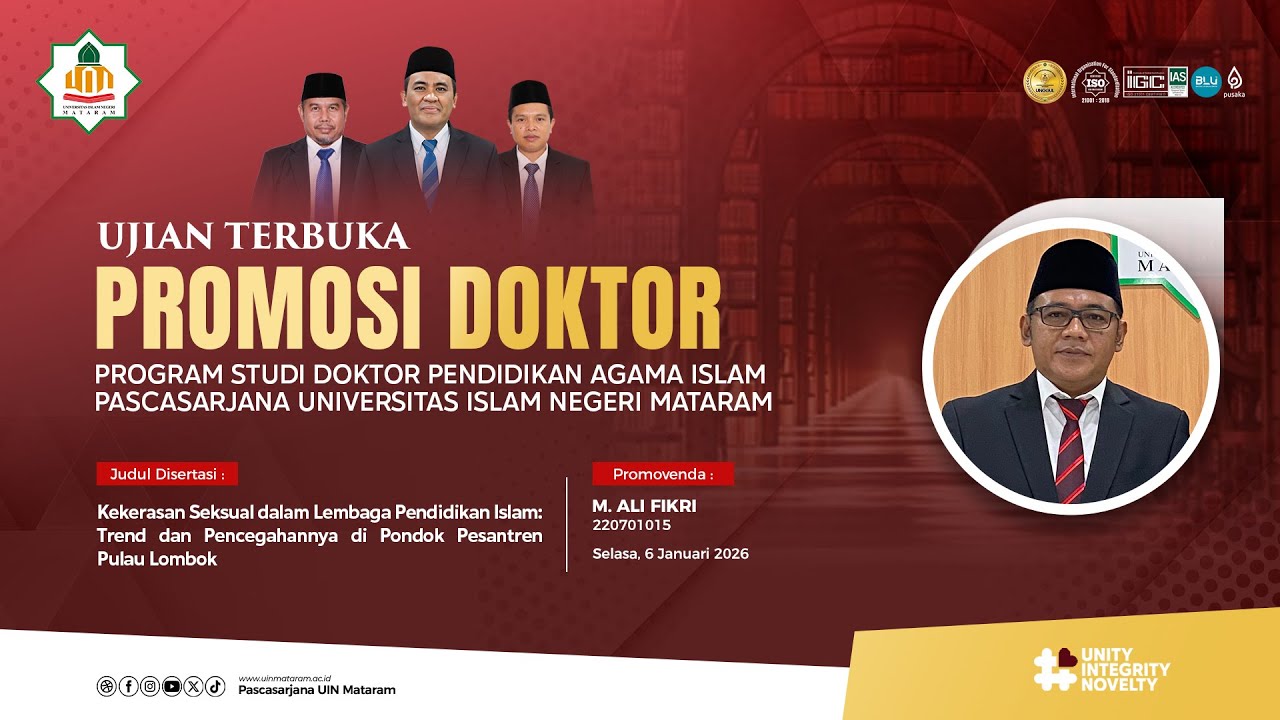 UJIAN TERBUKA PROMOSI DOKTOR PROGRAM STUDI S3 PAI PASCASARJANA UIN MATARAM | M. ALI FIKRI