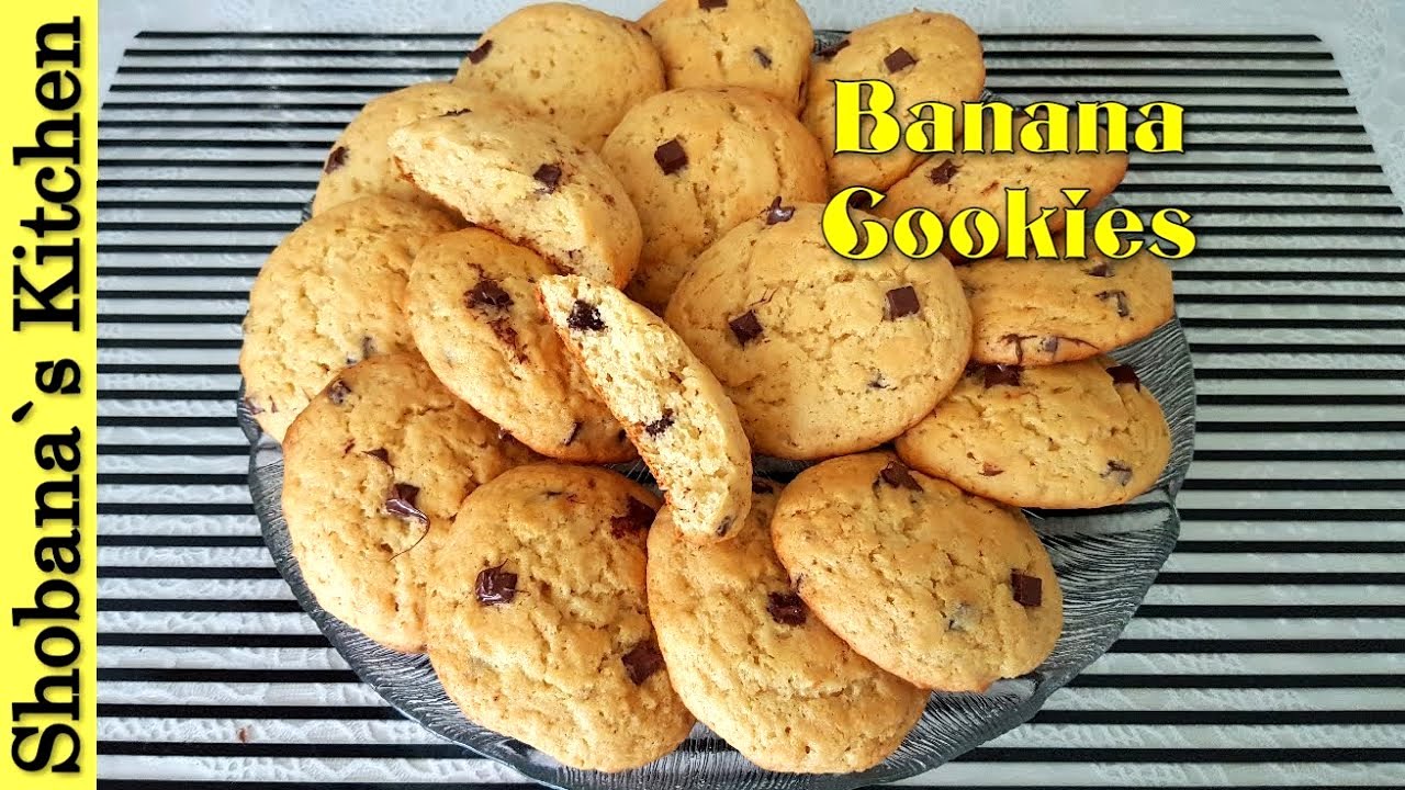 Banana Chocolate Chip Cookies (vegan) - Healthy Breakfast Cookies - Banana Cookies Recipe Eggless
