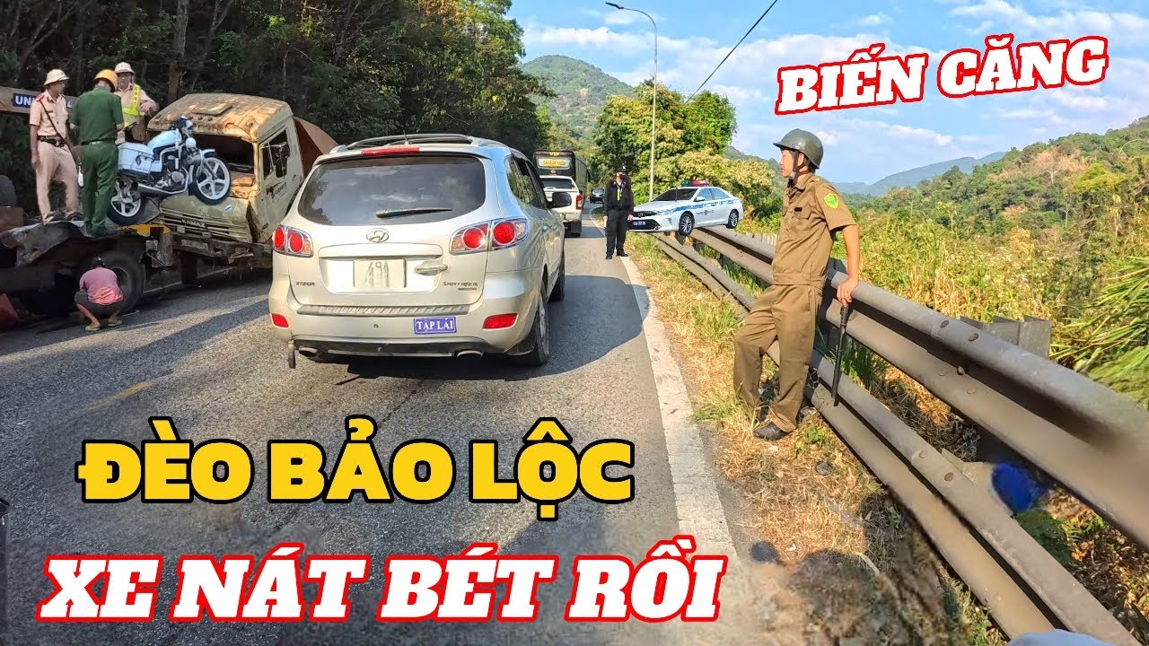 Bác Tài Xế May Mắn? Giây Phút Xe Ben Bẹp Dí Trên Đèo Bảo Lộc Vết Trượt Kéo Dài Mảnh Vỡ Văng Khắp Nơi
