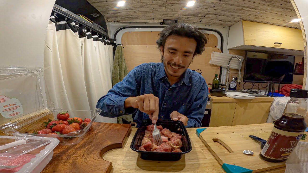Stealth Van Camping in Los Angeles | Cooked Steak & Potato Dinner (featuring VIOFO Dashcam)