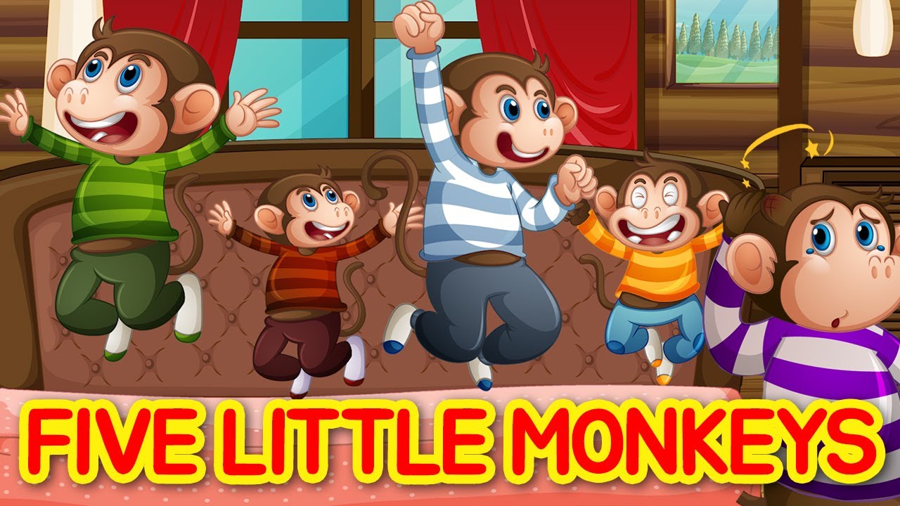 Five Little Monkeys Jumping On The Bed with Lyrics | Children Nursery Rhyme | Simple Kids Songs