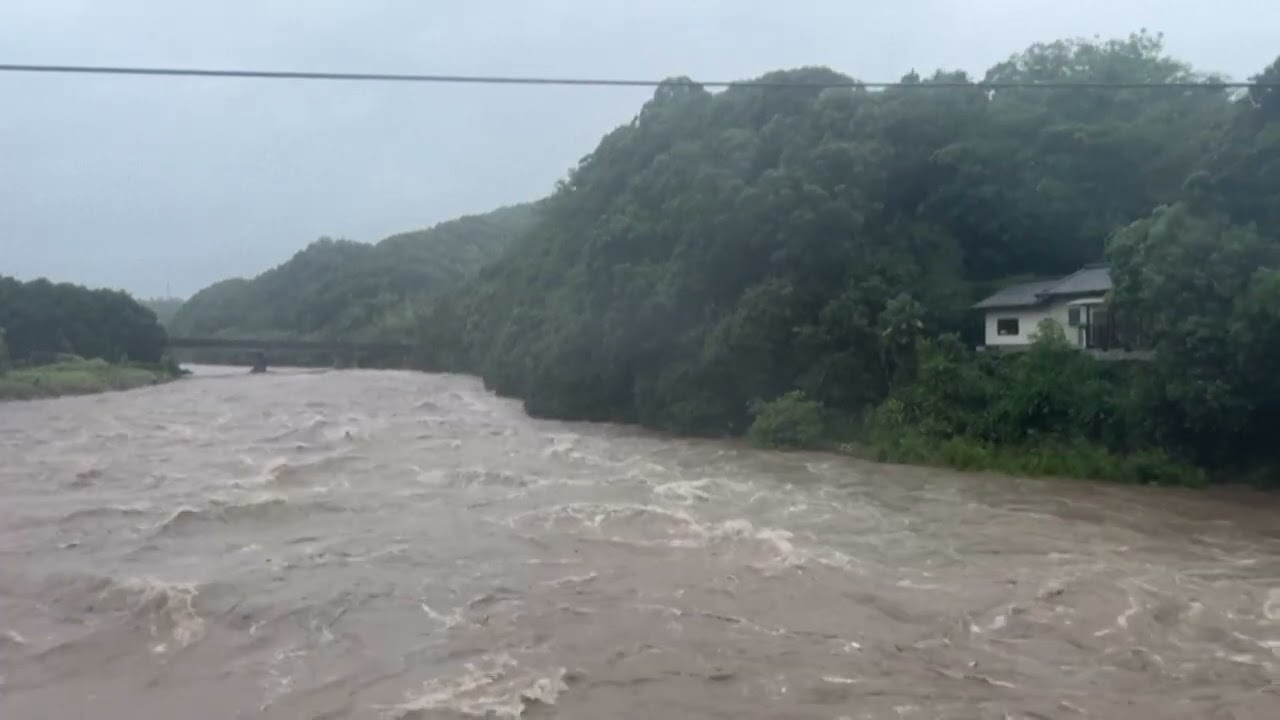 Rivers swell as Typhoon Shanshan hits Southwest Japan