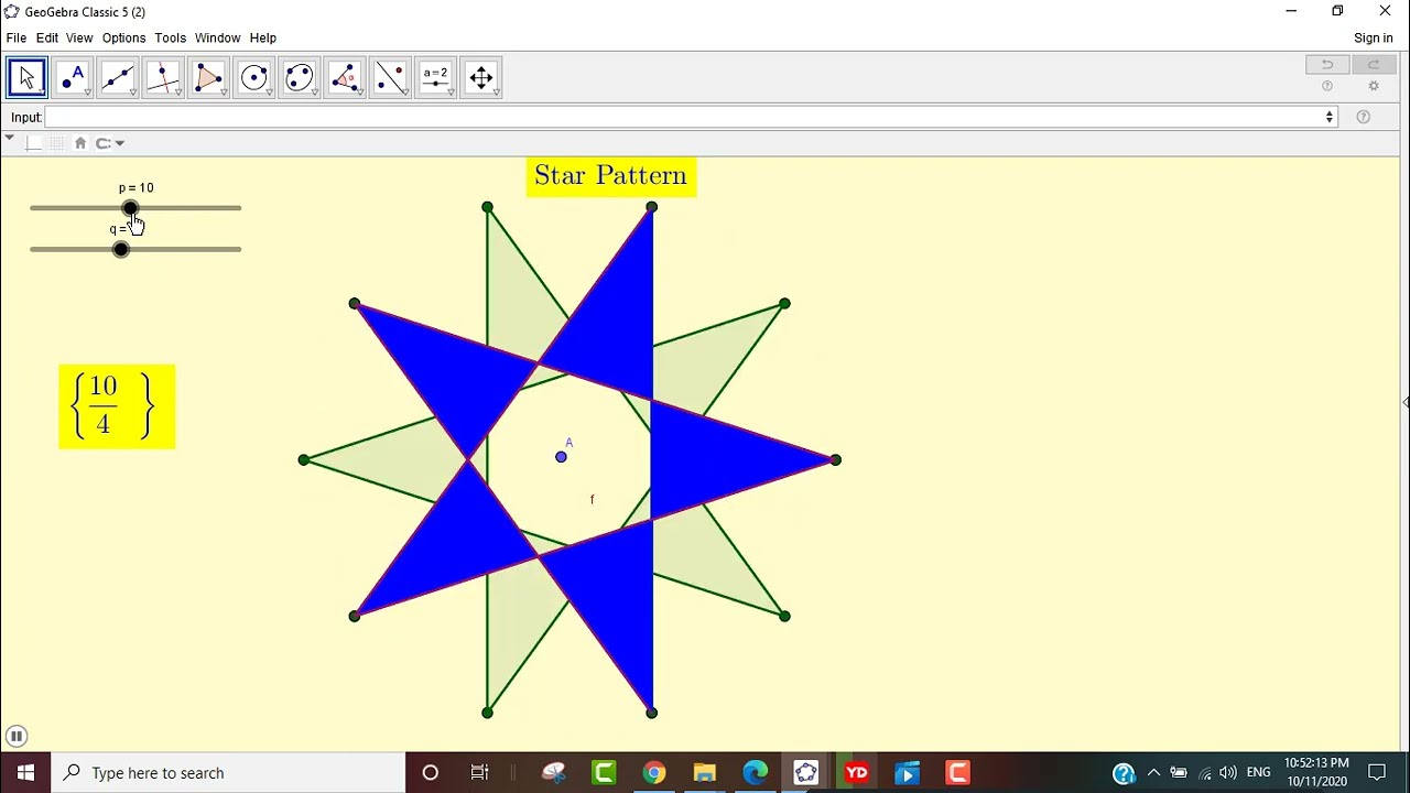 Magic of star pattern on Geogebra #