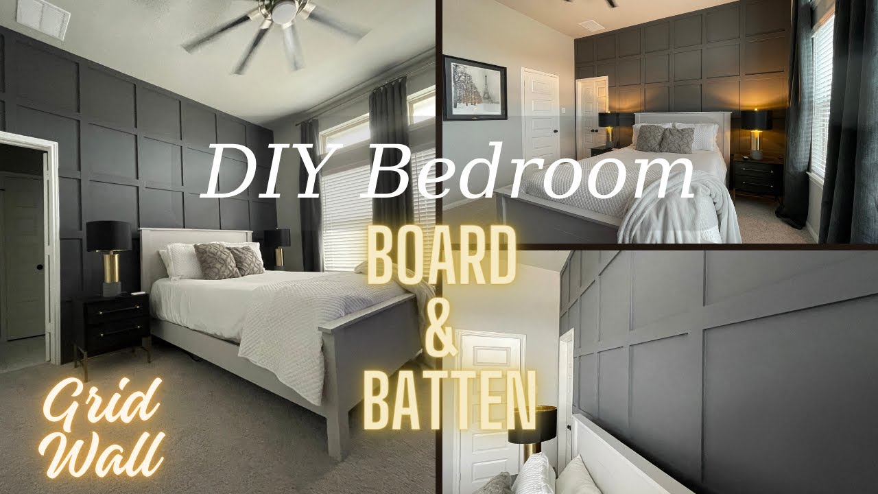 DIY Bedroom, Board & Batten - Accent Grid Wall