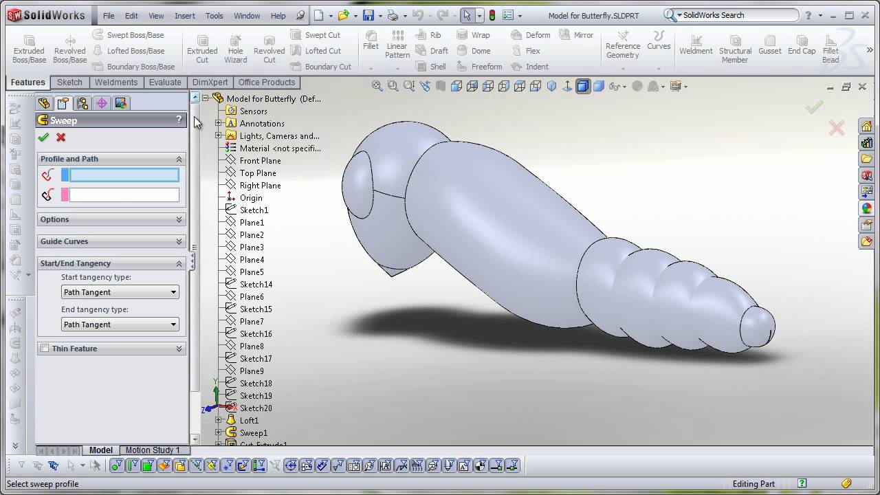 Modeling a Butterfly in SolidWorks