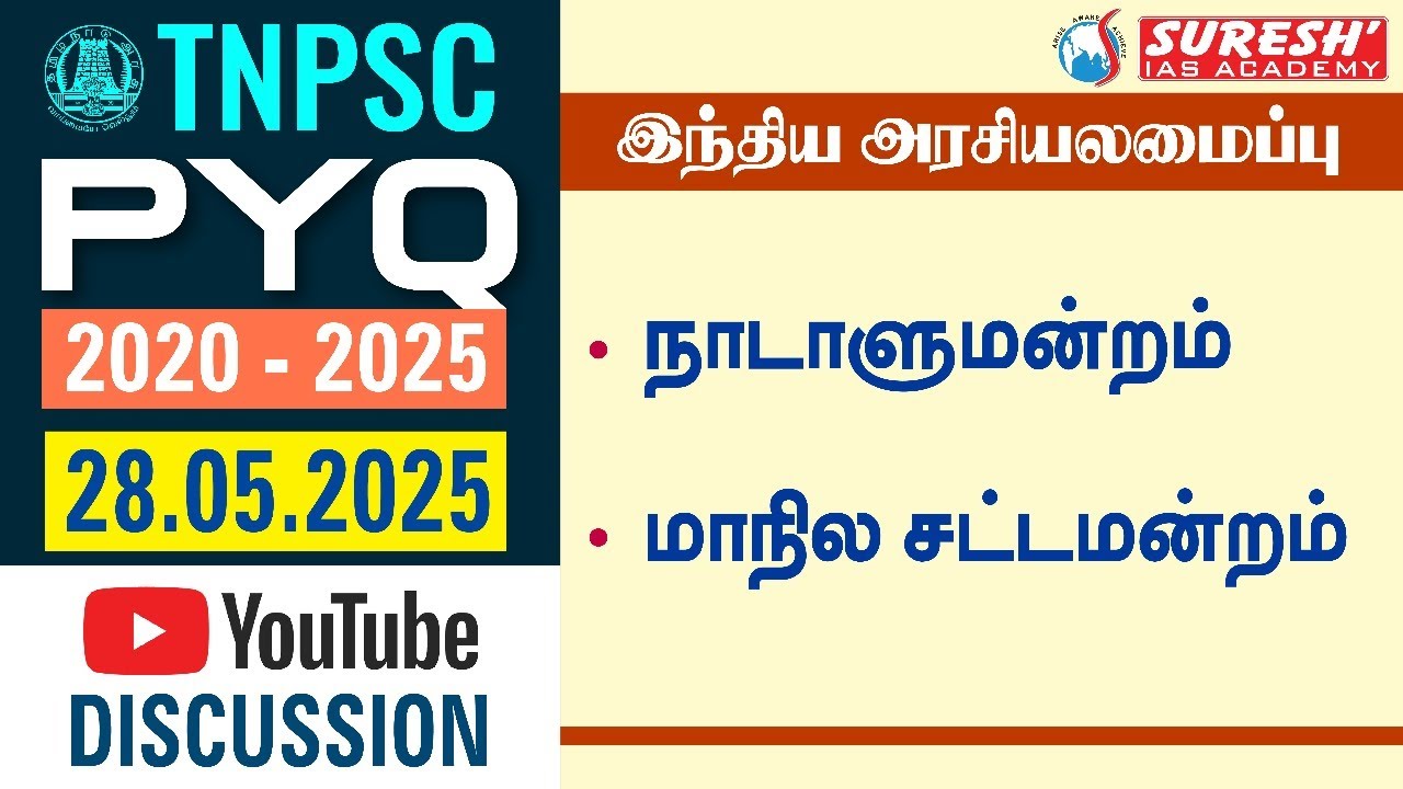 TNPSC PYQ 2020 - 25 | DAY-17 | INDIAN POLITY | YOUTUBE DISCUSSION