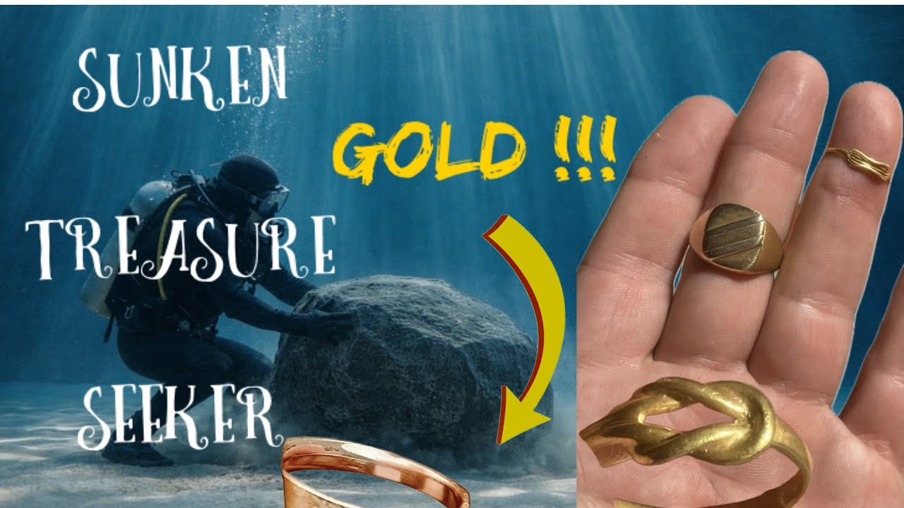 Underwater diving gold metal detecting 4K!! Gold under large rocks!! Hard lifting 😤😤