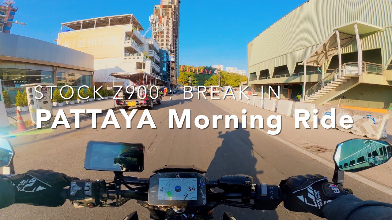 新型Z900 純正排気音ASMR｜慣らし運転なので早朝のパタヤをゆったり走る Morning Ride in Pattaya｜Stock Exhaust Sound [No Music]