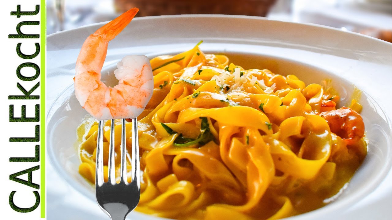 Pasta mit Garnelen in Safran - Fenchel - Sahne. Besser geht es nicht!