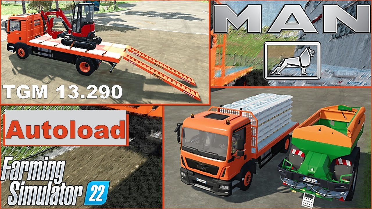 FS22 Mods in action ⇋ MAN TGM 13.290 Flatbed Truck ⇋ Autoload for All Pallets Products