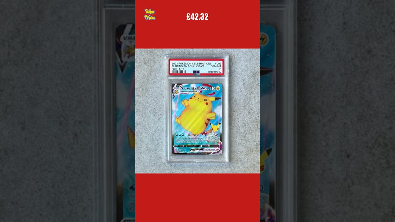 PSA 10 SURFING PIKACHU V MAX #009 - Celebrations 2021 Gem Mint Pokemon Card!