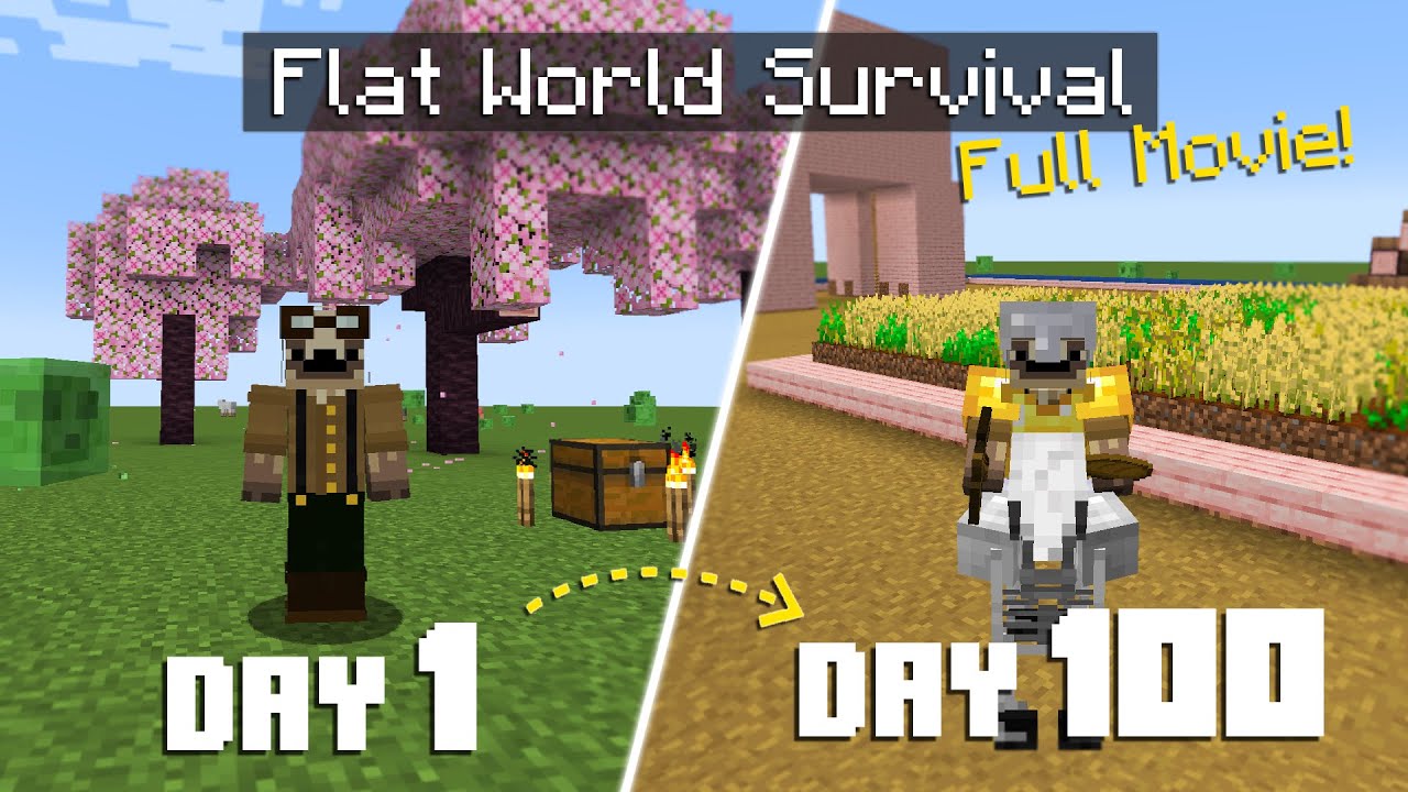 I Survived 100 Days on a Flat World with Nothing but... a Bonus Chest&hellip; Again! [FULL MOVIE]