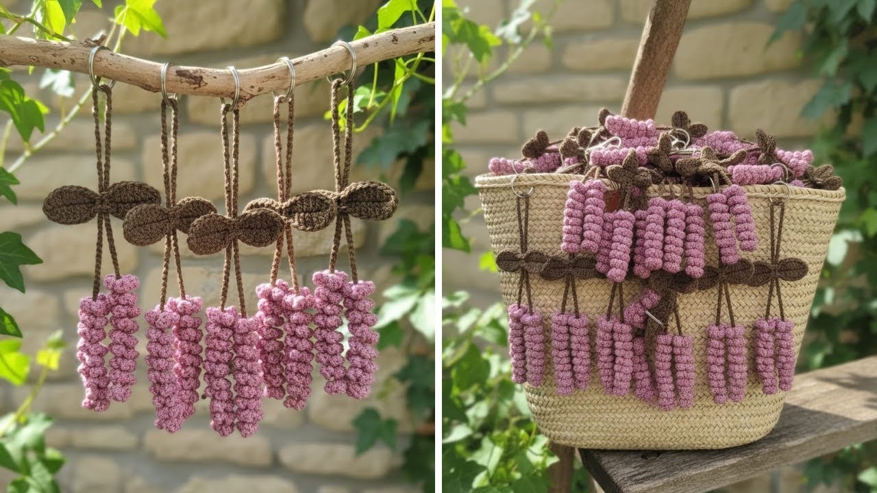 Crochet Lavender Keychain Tutorial 🌿 | Easy Amigurumi Lavender Charm for Beginners #amigurumi #charm