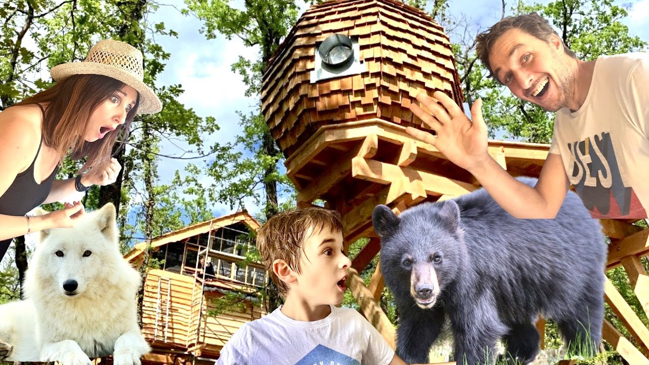 DINGUE : On a DORMI avec les OURS 🐻 et les LOUPS 🐺 dans une CABANE PERCHÉE!!! Vlog Angie Maman 2.0