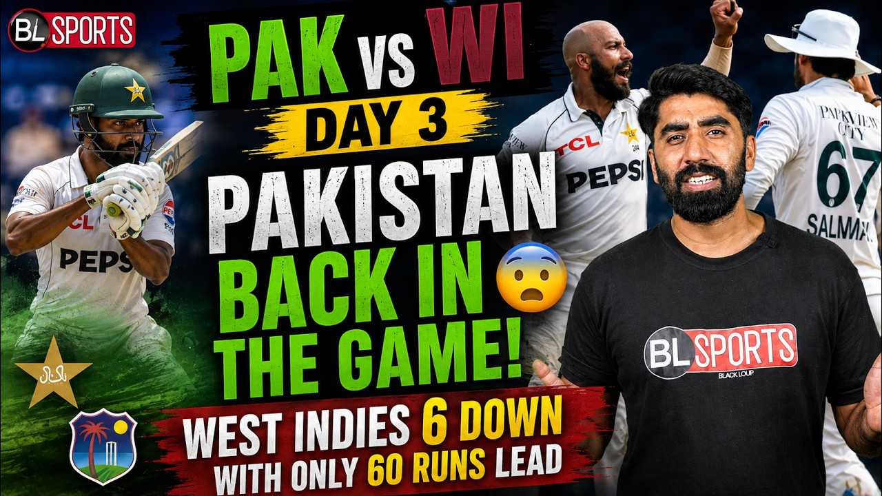 AK vs WI Day 3: Pakistan Back in the Game! 😱 West Indies 6 Down