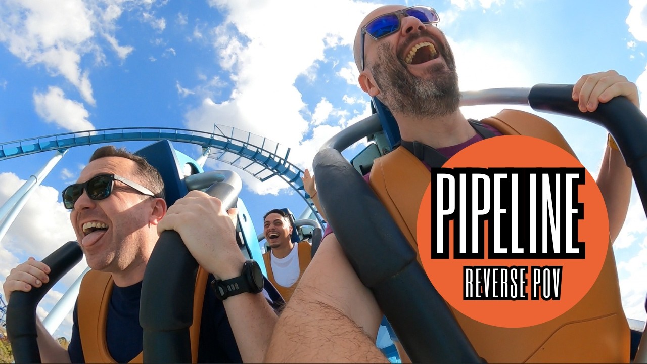 Pipeline Surf Coaster - Reverse POV - SeaWorld Orlando