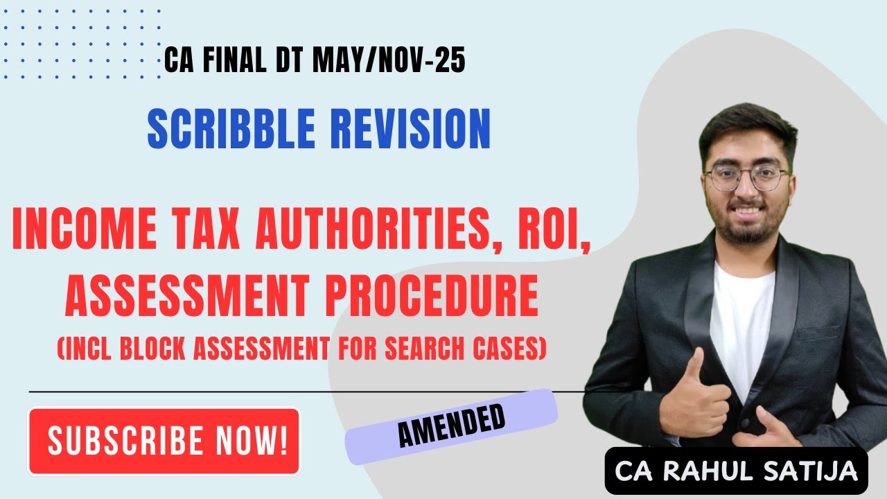 IT Authority, ROI & Assessment Procedure (Inc Block Assessment) CA Final DT May25 By CA Rahul Satija