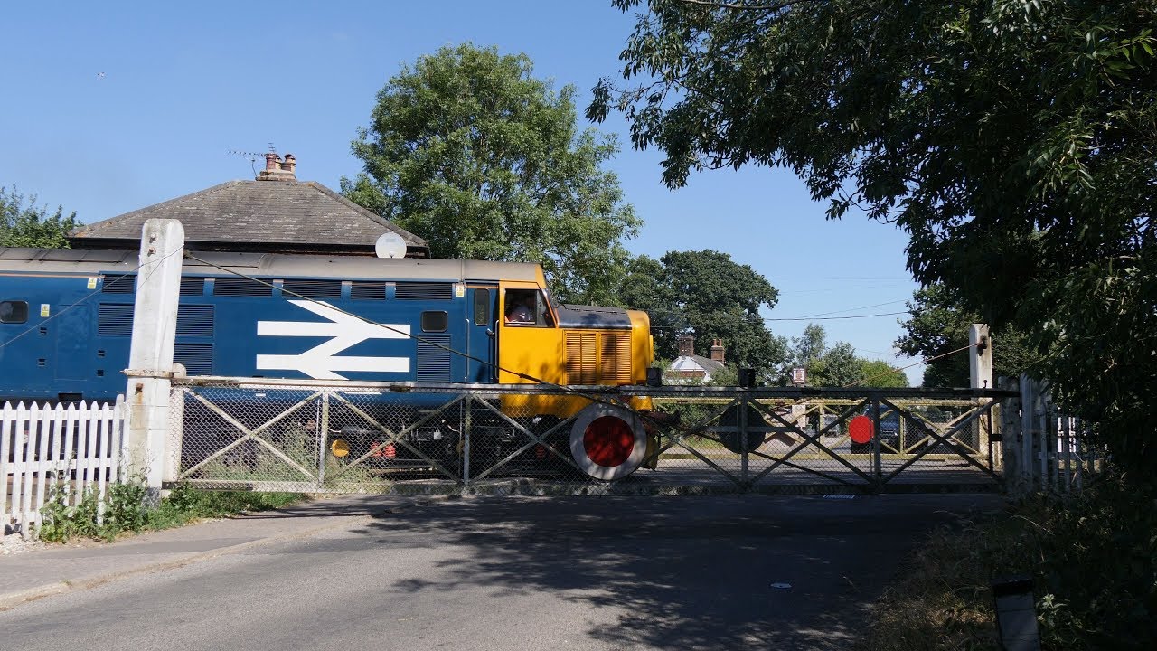 BR Large Logo 37407 & 37409 make some noise over Lingwood level crossing - 2P18