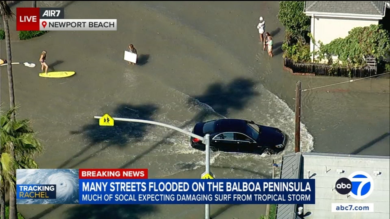 High tide from Tropical Storm Rachel floods several Newport Beach streets