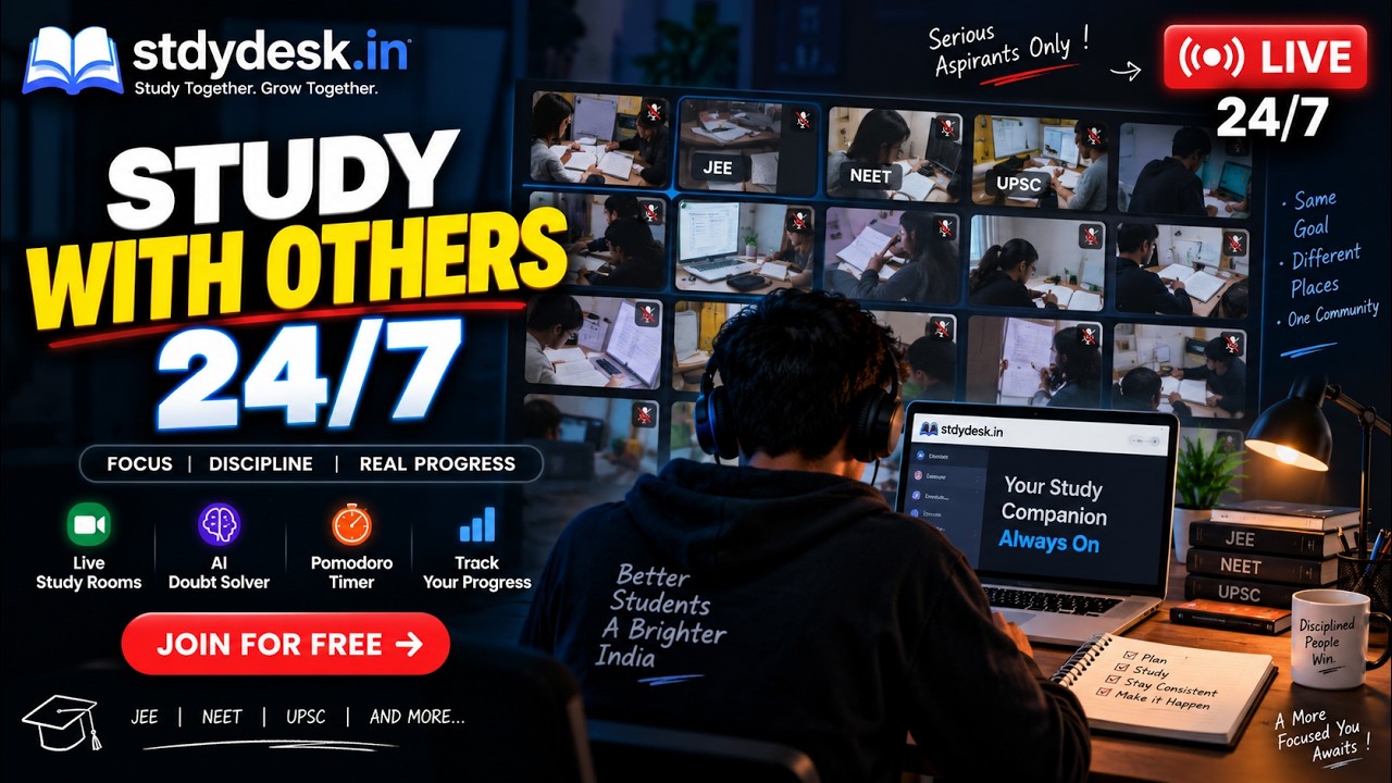 India&rsquo;s 1st 24/7 Virtual Study Room for JEE/NEET/UPSC Aspirants 📚