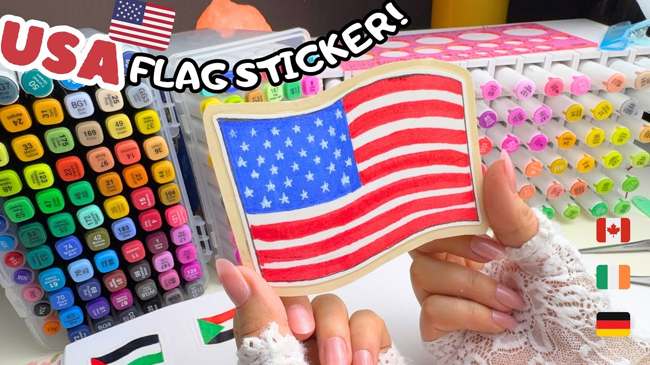 Drawing the USA Flag with Markers 🇺🇸 | Satisfying Sticker Art