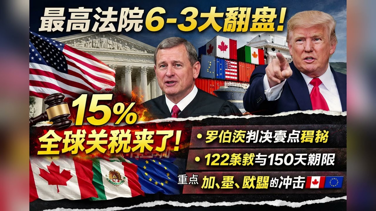 最高法院否决全球关税，白宫动用122条款强推15%替代方案 | 关税风暴反转：IEEPA被废除，美国强征15%全球关税的幕后法律战