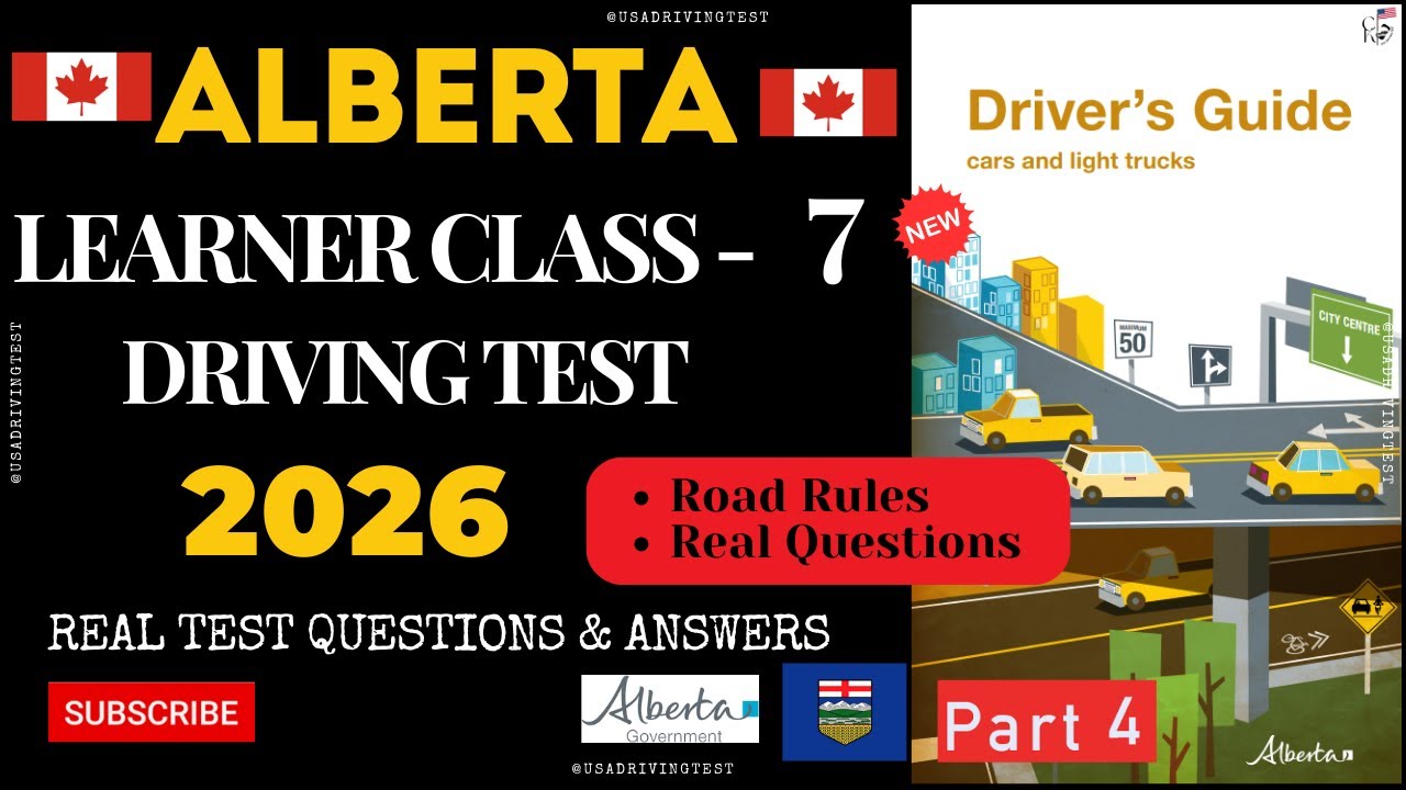 Alberta Learner Class 7 Test - 2026 | Alberta Learners Practice Test -2026 | class 7 license Alberta
