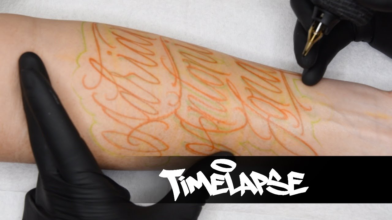 TATTOO TIMELAPSE | FREEHAND LETTERING | JJ INK