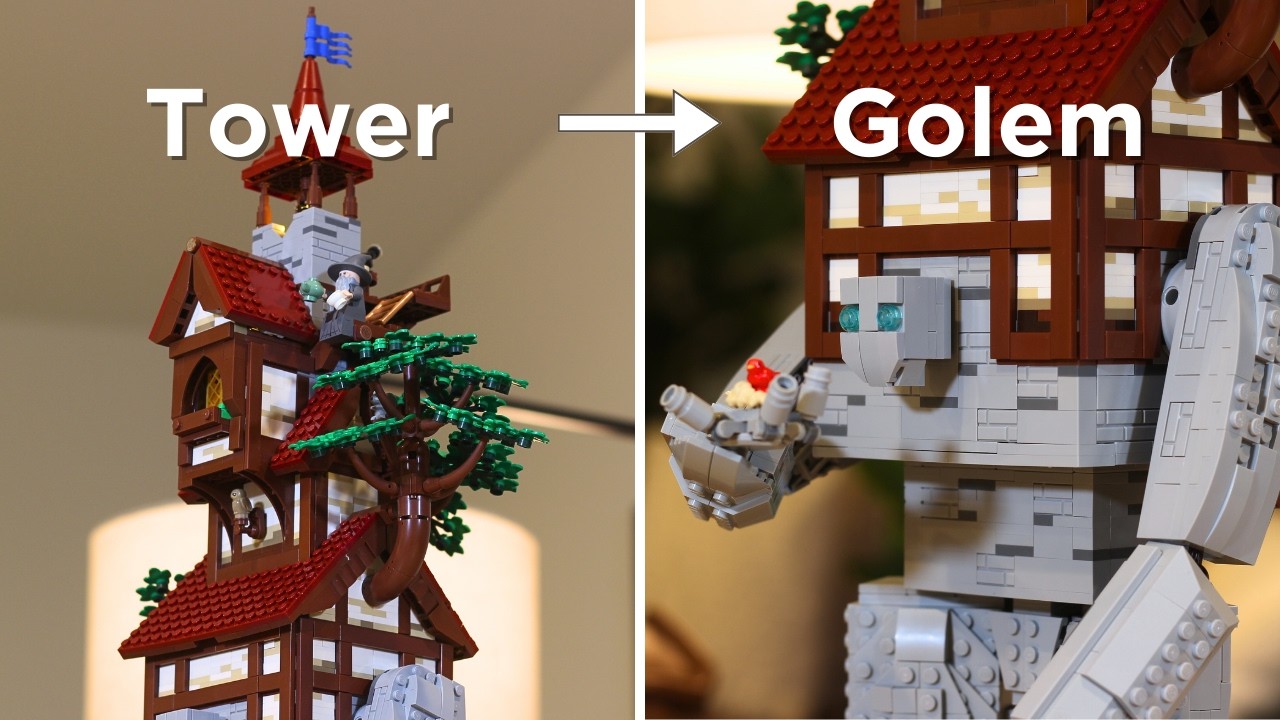 I build a LEGO Castle Tower on a Stone Giant (MOC) 