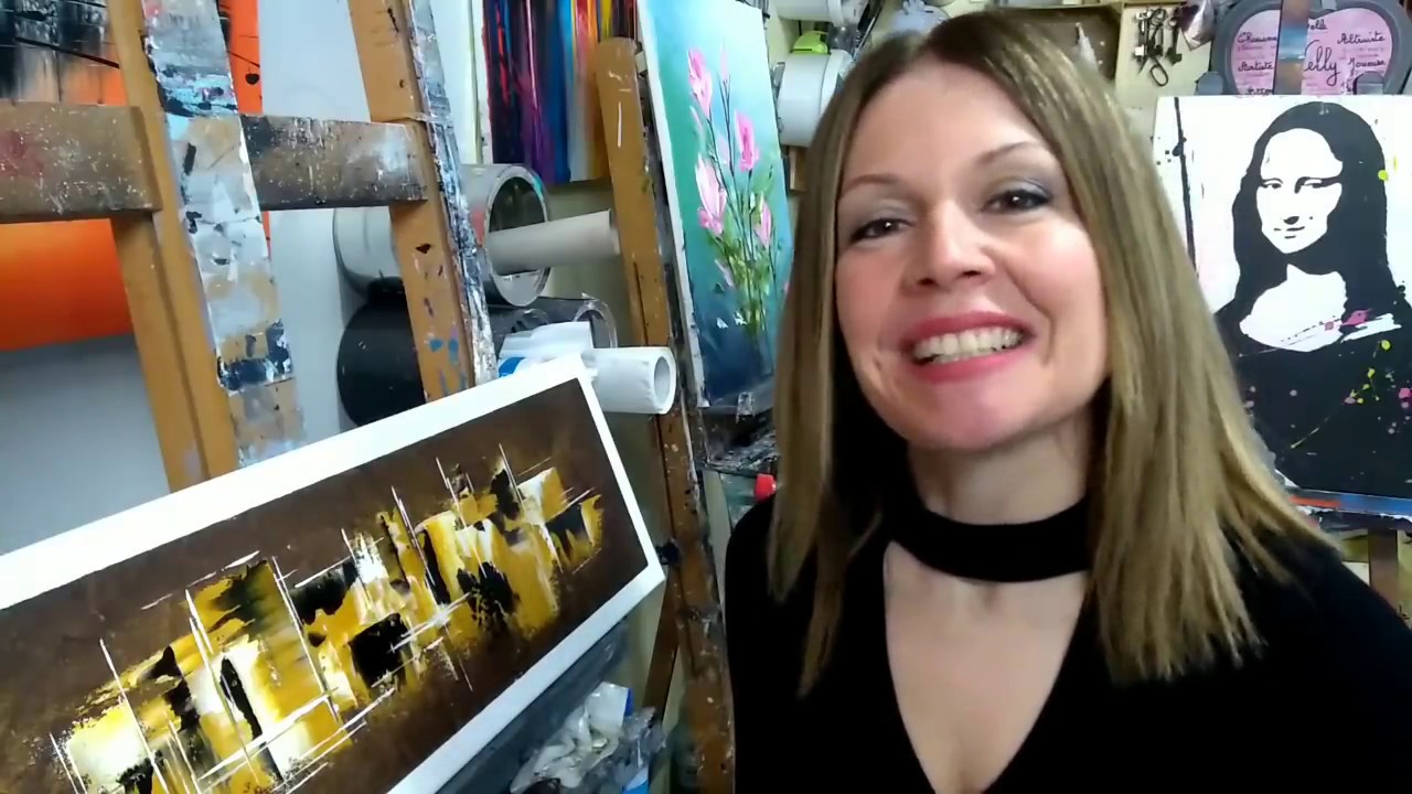 TUTO ABSTRAIT A L'EPONGE ET AU COUTEAU PAR NELLY LESTRADE (knife painting)