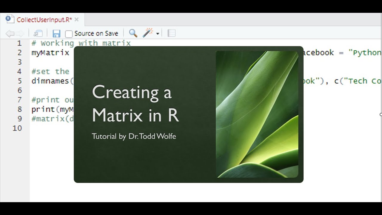 R Tutorial 7: Working with a matrix