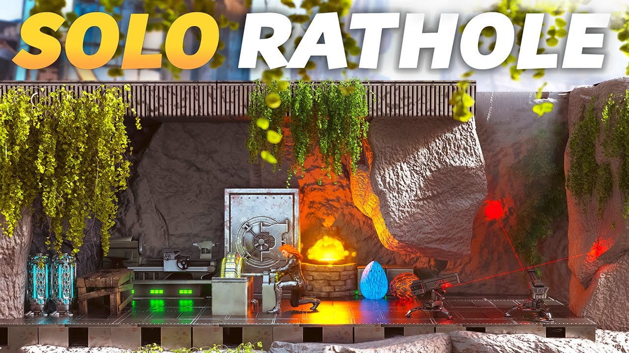Выживание в СОЛО в невидимой RATHOLE вымирания в ARK: день 1