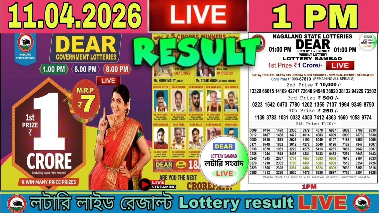 Lottery Live Dear Nagaland Lottery Sambad Result Live 8 pm |Dear Lottery Result Today 10/04/2026